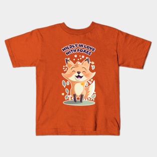 Wildly in Love with Foxes Fun and Cute Animal Print Design Kids T-Shirt